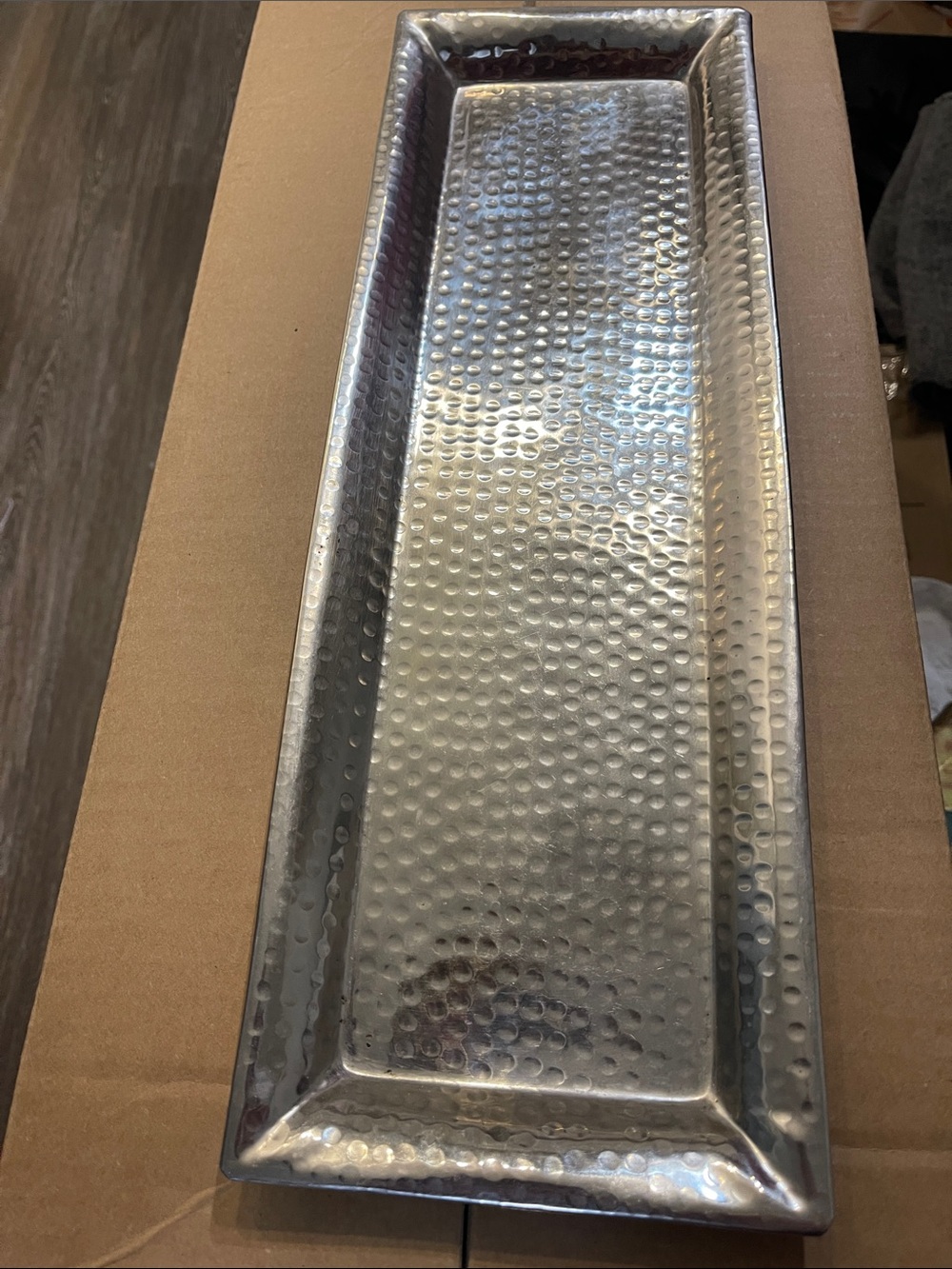 Hammered Rectangular Vanity Tray - Silver